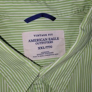 American Eagle Green Striped Shirt